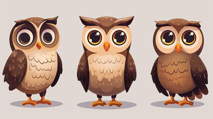 Fototapeta premium Adorable Cartoon Owls Illustration