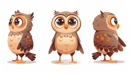 Obraz premium Adorable Cartoon Owls Illustration