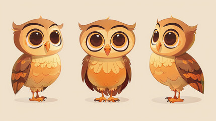 Obraz premium Adorable Cartoon Owls Illustration