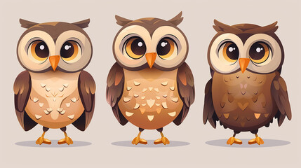 Fototapeta premium Adorable Cartoon Owls Illustration