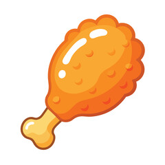 Fried Chicken Leg Vector Illustration - Cartoon Clipart  Line Art Design.eps