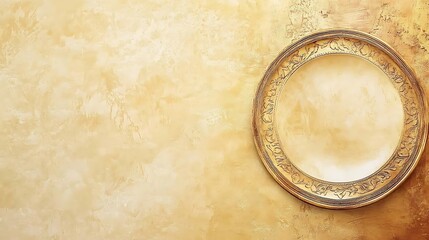 Ornate Gold Frame Against Textured Beige Wall