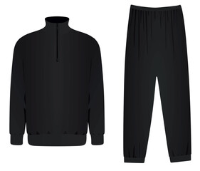 Black man zip top t shirt and bottom. vector illustration