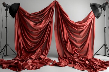 Red colour clothes on stage on white background UHD wallpaper