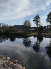 reflection of trees in water, Gois Portugal