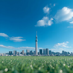 Cityscape 3D Illustration: Tower and Skyline