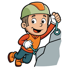 Climber Holding onto a Rock Wearing Climbing Gear - Variation 1, Isolated on White Background