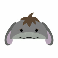 cute donkey vector design, drawing cartoon donkey face, drawing simple donkey face full color