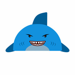 cute shark vector design, draw cartoon shark face, draw simple shark face full color