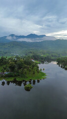 Landscape view of the lake in the countryside of Indonesia