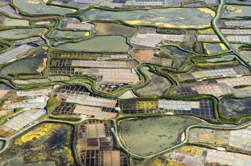 vue aérienne des marais salants de Guérande