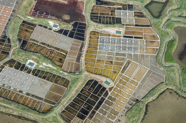 vue aérienne des marais salants de Guérande