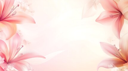 Naklejka premium Delicate Pink Lilies and Soft Floral Background