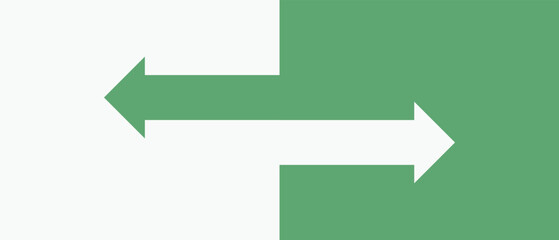 A conceptual vector illustration featuring two arrows, one green and one white, representing a choice or decision-making process. The design is flat and modern in style.