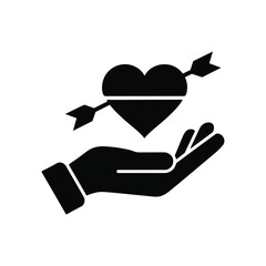 hand holding a heart icon vector isolated