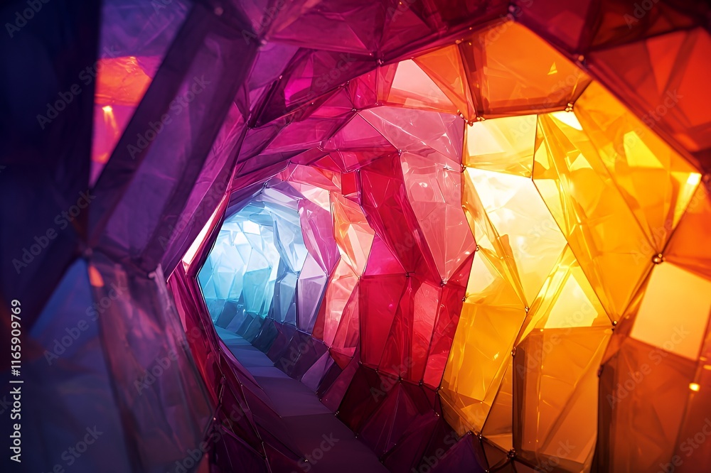 Poster abstract colorful geometric tunnel design