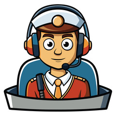 Pilot in Cockpit Wearing Headphones - Professional Expertise