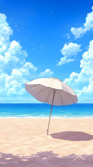Beach Umbrella Illustration Summer Sky