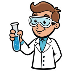 Scientist Examining Bubbling Test Tube - Focused and Professional Variant