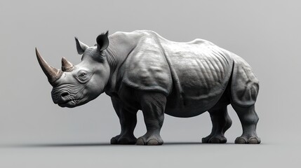 Fototapeta premium A 3D rendering of a rhinoceros showcasing its distinct features and anatomy.