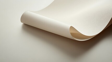Elegant Cream Paper Swirling Softly On White Background