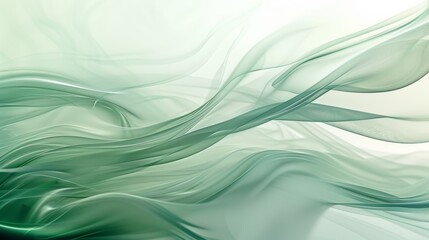 Fototapeta premium Elegant green wallpaper background featuring flowing lines, waves, and ethereal textures, creating a sense of movement and tranquility