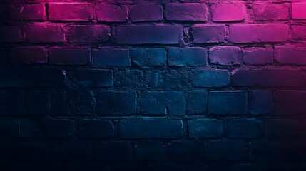 Neon Lit Brick Wall Texture Background