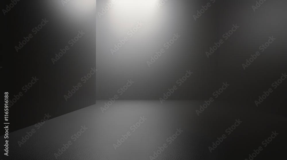Poster dark room corner illuminated by single light source