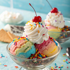 Whipped Cream on Ice Cream Sundae