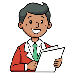 Teacher Reviewing Grades - Smiling Clean Design Variant