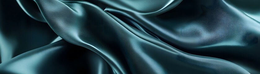 Fototapeta premium Teal Silk Fabric Draped in Soft Waves