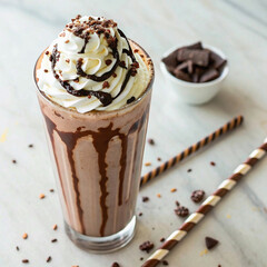 Whipped Cream on Chocolate Milkshake