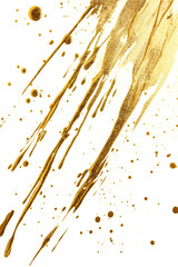 Abstract golden paint splashes on white canvas showcasing modern artistic expression and creativity