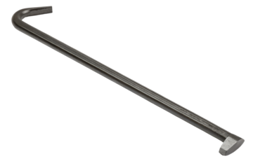 The metal pry bar is long and curved. isolated with transparent background