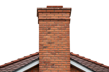 Naklejka premium Brick chimney on a tiled roof isolated with transparent background