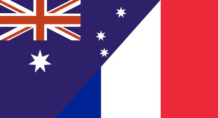 Flag of Australia and France. Two Flag Together. Diplomatic relations