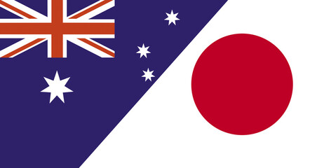 Flag of Australia and Japan. Two Flag Together. Diplomatic relations