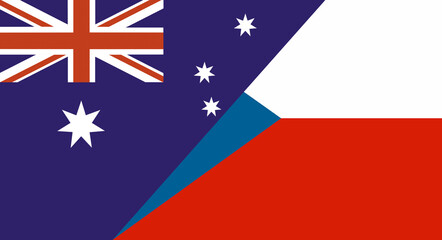 Flag of Australia and Czechia. Two Flag Together. Diplomatic relations