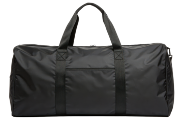 Black duffel bag isolated with transparent background