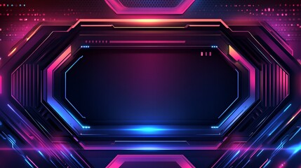 Abstract Neon Geometric Tech Background Design