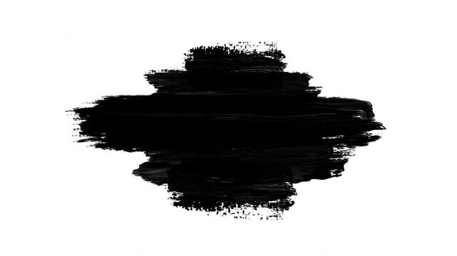 Paint brush strokes stock animation of black on a white background. Hand drawn brush stroke.suitable for Abstract background for presentations and ads. alpha channel only 4k.