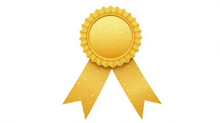 Bright yellow award ribbon with a circular center displayed prominently for recognition and achievement purposes