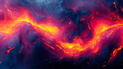 Dynamic Fluid Lava Flow Texture with Intense Colors and Creative Abstract Design, Generative AI Art Composition Perfect for Backgrounds and Artistic Inspiration