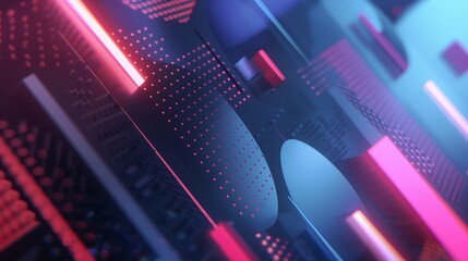 Futuristic cityscape glowing in vibrant neon colors, creating an abstract and dynamic wallpaper design