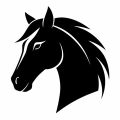 Vector horse head silhouette black side view on white background