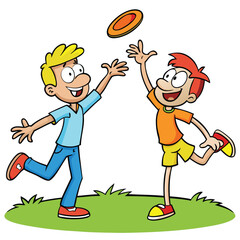 Two Friends Tossing a Frisbee in the Park - Active and Lively Scene Variant