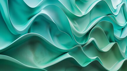 Obraz premium Turquoise wavy pattern forming an elegant and smooth wallpaper, ideal for modern and stylish interiors