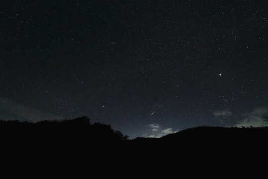 タイムラプス_西に沈む冬の星々