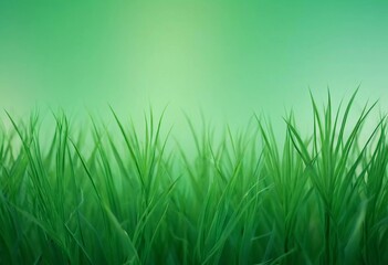 Fototapeta premium A vibrant pastel gradient background showcases a lush patch of grass beneath a serene green sky, ideal for conveying tranquility and freshness. Generative AI