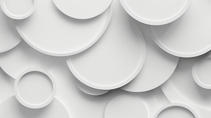 White overlapping circles creating a three dimensional effect, ideal for modern and minimalist backgrounds and wallpapers